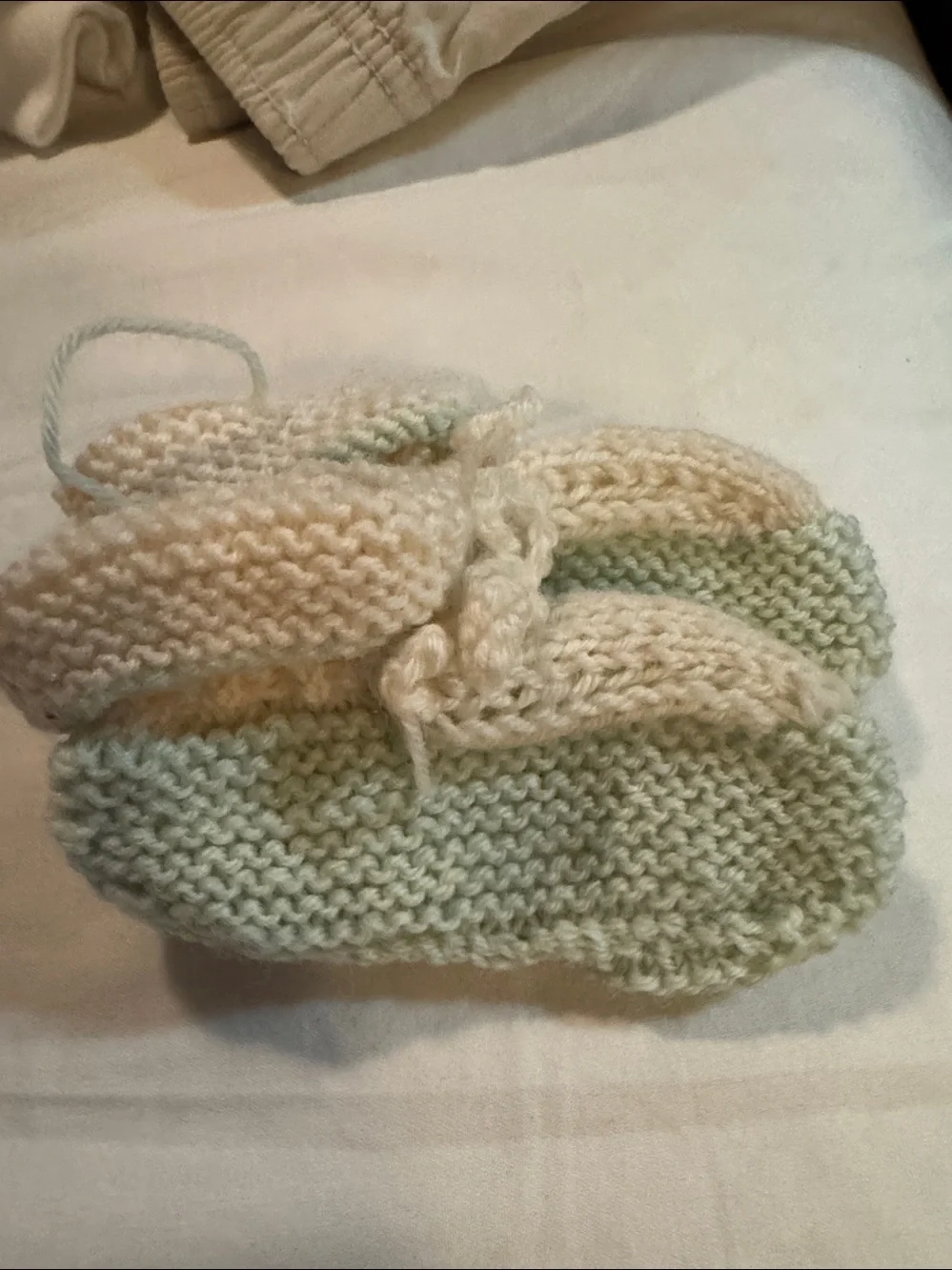 Handmade Kids Crochet Booties - Blue and Cream